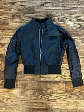 Members Only Black Cropped Bomber Jacket